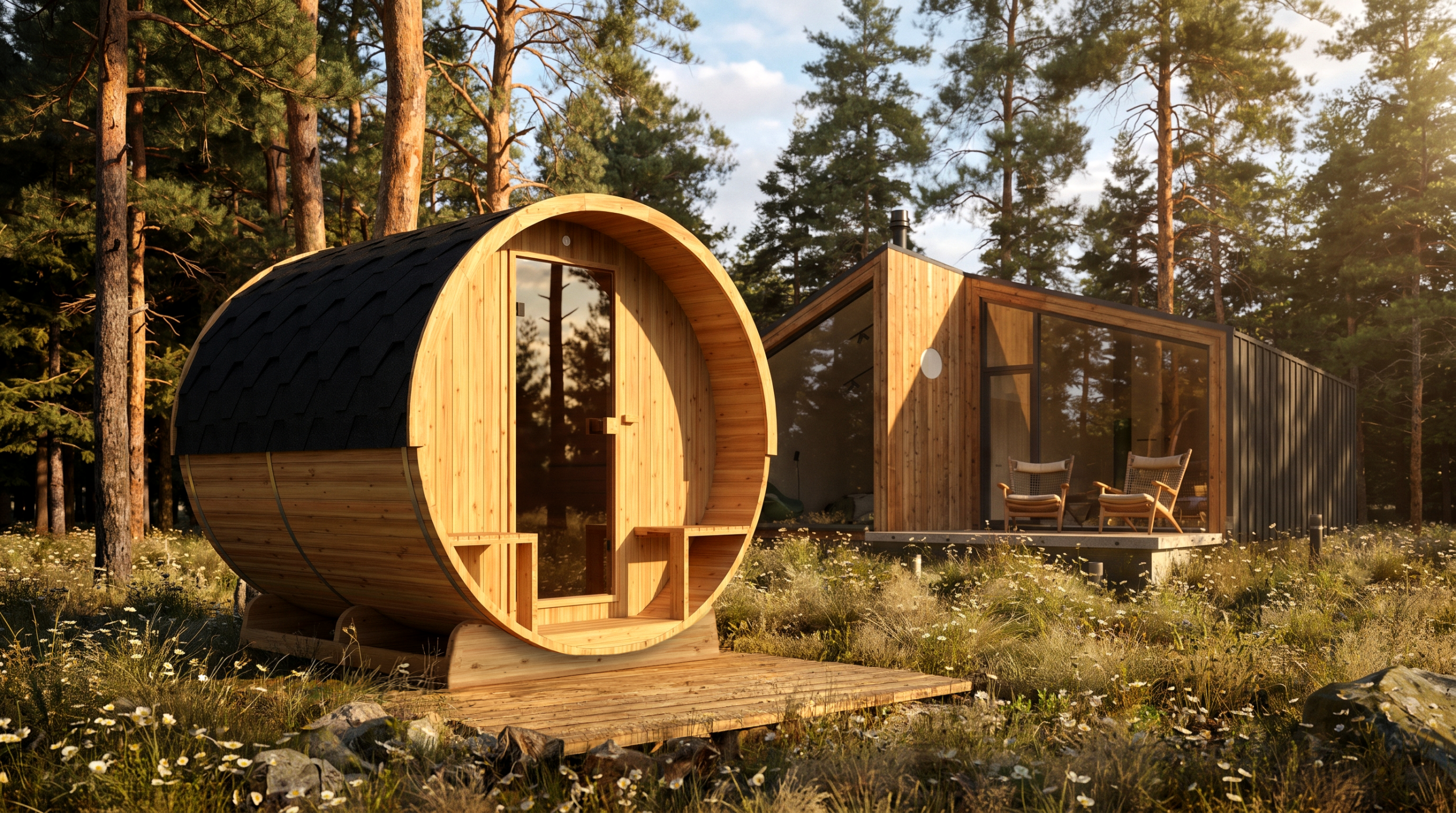 Outdoor barrel sauna and cabin sauna installation across Staffordshire and Cheshire